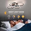 Modern Ceiling Light, 6 Rings Black Dimmable Flush Mount Ceiling Light with Remote, Acrylic Close to Ceiling Lighting Fixture for Living Room Dining Room Bedroom Kitchen (Black, 6 Heads)