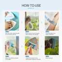 Magnetic Glass Cleaner Tools - Double Sided Windows Glass Cleaner Wiper for 5-25mm Single Double Glass with 2 Pc Pink Microfiber Cleaning Cloth 5-Files Adjustable Windshield Cleaner Tool for High-Rise