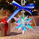 2 x 2026 Annual Christmas Ornaments Crystal Snowflake Star, Sparkly Crystal Ornaments for Christmas Tree, Beautiful Christmas Ornaments for Women Girls