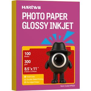 100 Sheets Double-Sided Thick Heavyweight Premium Glossy Photo Paper Cardstock 8.5x11 Inches 300Gsm 80lbs Only for Professional Inkjet Printer and Dye Ink for Brochure Paper, Flyers Paper