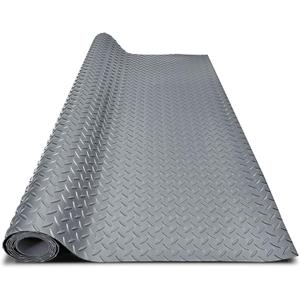 4x8FT Garage Floor Mat, 2.8mm Thickened Flooring Roll for Under Car, Golf Cart Parking Mat, Diamond Plate PVC Rubber Motorcycle Mat, Non-Slip Floor Protector for Garage Warehouse Trailer, Grey