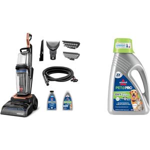 BISSELL Revolution HydroSteam Carpet Cleaner, Upright Deep Cleaner, HydroSteam Technology, 4-inch Self-Cleaning Tough Stain Tool Included, 4123 + Bissell Professional Pet Carpet Cleaner Formula 48 oz