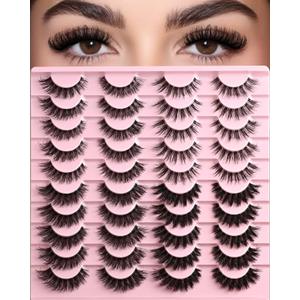 Lashes Wispy False Eyelashes Strips 4 Styles Cat Eye Strip Lash Natural Looking Fake Mink Eyelash Pack Short Fluffy Full Lashes that Look Like Extensions Wispies Clear Band Pestaas Postizas