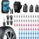 90 PCS Tire Repair Kit, 3 Sizes Tire Repair Screws Rubber Nails with Valve Stems & Pliers & Gloves, Flat Threaded Tire Plug Kit Screw Type Puncture Fix Tool Patch for Car, Motorcycle, Truck, ATV