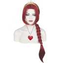ATAYOU 4 Pcs Ogre Princess Red Copper Braided Synthetic Wig and Ears Headband with Crown Heart Necklace- for Women Halloween Cosplay Costume (red)
