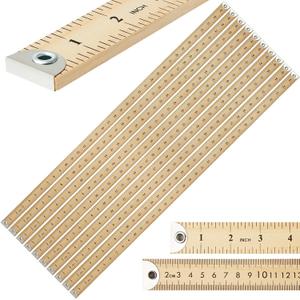 Hoteam 10 Pcs Heavy Duty Wooden Yardstick 36 Inches Natural Wood Yard Stick Ruler with Hang Hole Metal Tips 1/4-inch-thick Yardstick Ruler Metal Ends Meter Stick Clothing Measuring Home Office
