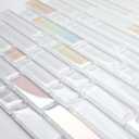 Lovdeco Glass Strip Mosaic Tiles, White Crystal Glass Backsplash for Kitchen Bathroom Shower Wall, Polished, 5 PCS, 4.8 SQ.FT. (Mesh)