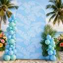 SmoothNovelty 7.2ft Wedding Arch Backdrop Cover Tropical Palm Leaves Double Sided Spandex Arch Cover Birthday Party Ceremony Banquet Decoration, Reusable for Balloon Arches