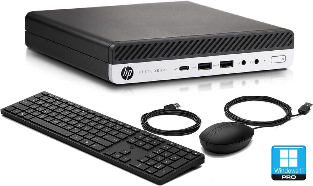 HP EliteDesk 800 G5 High-Performance Mini PC Desktop Computer, 9th Gen Core i5-9500T, 16GB DDR4 RAM, 512GB SSD, Keyboard & Mouse, 4K Support, WiFi, Windows 11 Pro 