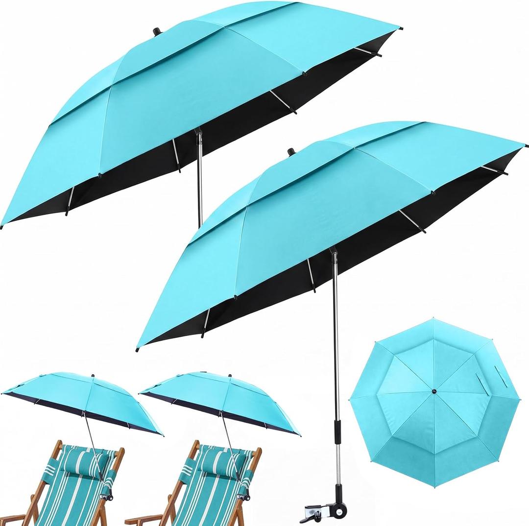 Nuanchu 2 Pack 49" Double Canopy Beach Umbrella with Clamp