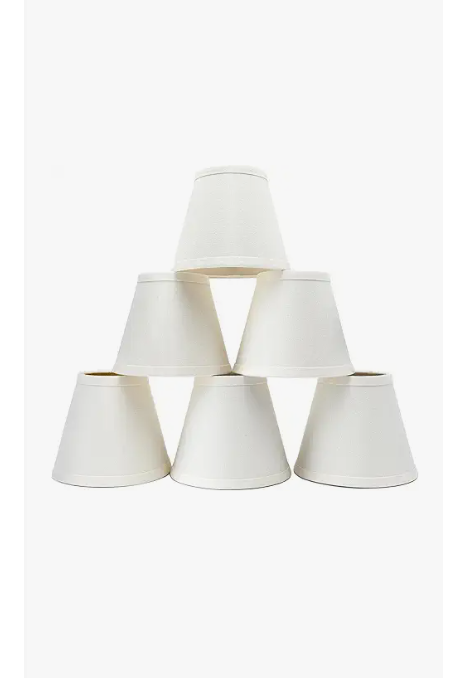 Chandelier Lamp Shades Small Lamp Shade Clip on Fitter Lampshade Linen Lamp Shades, 3" x 6" x 5", Set of 10 (Beige)