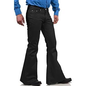 TEGIAS Men's Bell Bottom Jeans Pants, 70s Outfits, Disco Flared Jeans Size S