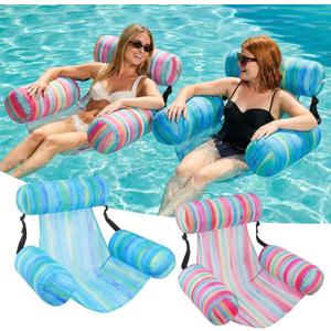Inflatable Pool Float Chair - 2 Pack Pool Floats Adult Heavy Duty, Water Floating Lounge Chairs, Blow up Floaties Adults for Summer Fun Party Lake Beach