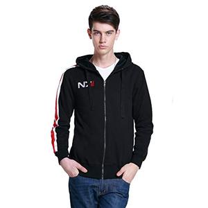 LILLIWEEN Mens N7 Logo Hoodie Hooded Sweatshirt Jacket Game Cosplay Black Coat 2XL