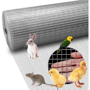 AMAGABELI GARDEN & HOME Hardware Cloth 1/2 inch 48 x 100 ft Galvanized 19 Gauge Chicken Wire Fence Welded Wire Fencing Mesh Roll Gopher Wire Rabbit Wire Snake Fence Poultry Netting Cage Screen JW008 (Silver)