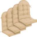 Geelin 4 Pcs Adirondack Chair Cushion High Back Patio Chair Cushion 44 x 19 x 4 Inch Tufted Weather Resistant Fade Resistant Seat Rocking Chair Cushion for Patio Rocking Chair Cushion Seat (Beige)
