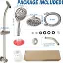 High Pressure Handheld/Rain 82-mode 3-way Shower Head Combo with 25.75" Adjustable Drill-free Stainless Steel Slide Bar, Pet & Tub Power Wash and Anti-clog Nozzles, with 5ft Hose - Brush Nickel