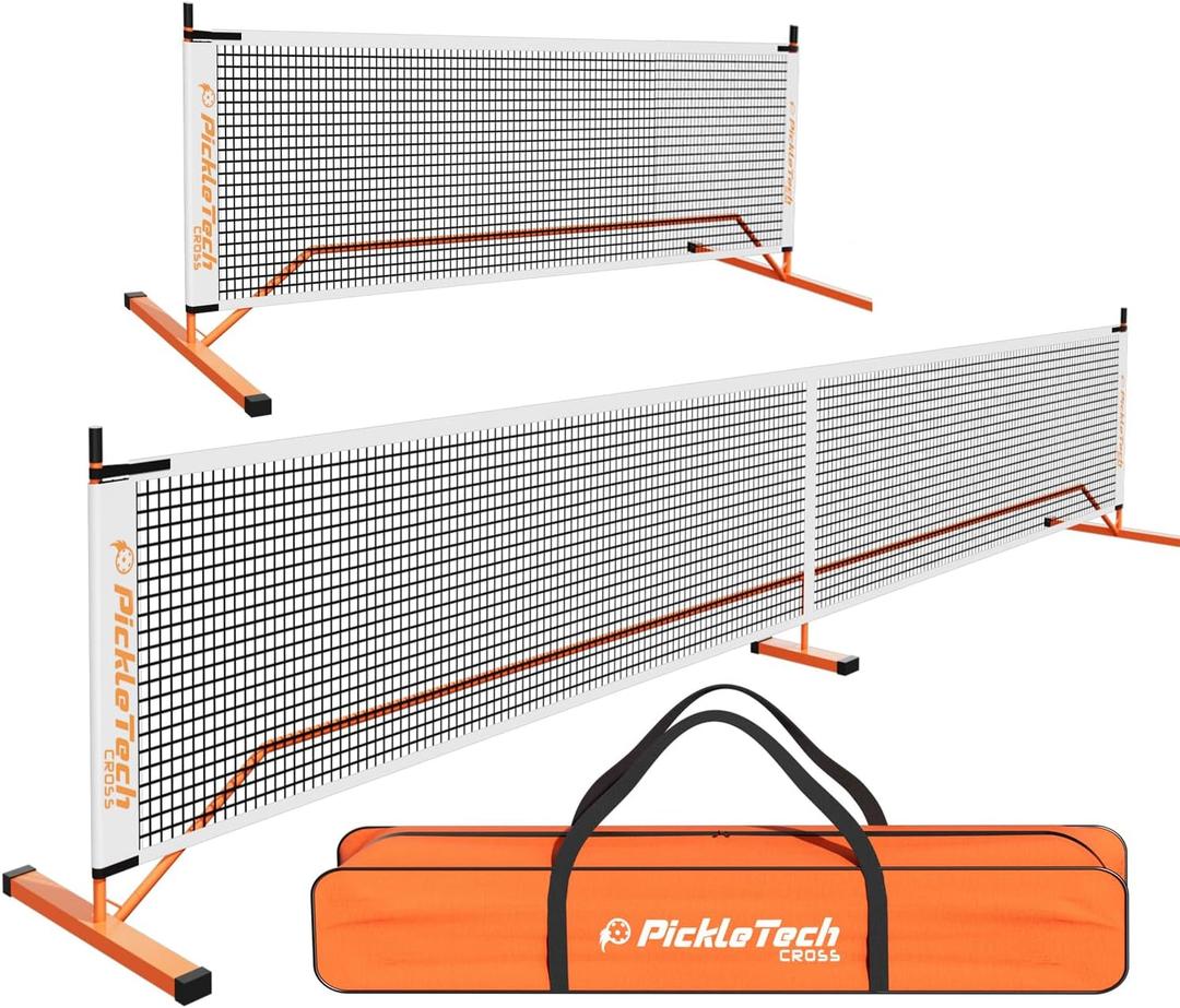 PICKLETECH 4.0 Slim Version Portable Pickleball Nets Outdoor Game 22 FT Pickleball Net-USAPA Regulation Size-Pickle Ball Net System with Carrying Bag for Driveway