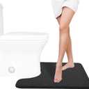 Yimobra Memory Foam Toilet Bath Mat U-Shaped, Soft and Comfortable, Super Water Absorption, Non-Slip, Thick, Machine Wash and Easier to Dry for Bathroom Commode Contour Rug, 24 X 20 Inches, Black