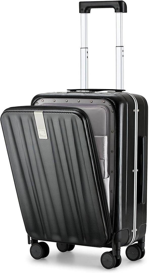 Hanke 20 Inch Carry-On Luggage with Wheels PC Hard Shell Suitcases Top Opening Aluminum Frame Travel Luggage Suitcases for Woman Men