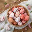 Thyle 24 Pcs Pink Floral Easter Eggs Hanging Ornaments Spring Easter Hanging Eggs Decorations Pastel Pink Decorative Baubles Ornaments Spring Farmhouse Tree Decor Basket Filler
