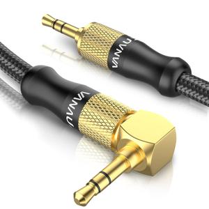 VANAUX 3.5mm Audio Cable 90 Degree Right Angle Auxiliary Cable Stereo Aux Jack to Jack Cord Compatible for Mp3 Player, Car Stereos, Smartphone, Speakers, Headphone and More (9.8ft/3m)