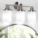 Holim Modern Brushed Nickel Bathroom Light Fixtures Over Mirror, 3-Light Vanity Lights for Bathroom, Vanity Light, Milky White Glass Shades, Wall Sconces, E26 Socket (Bulbs Not Included)