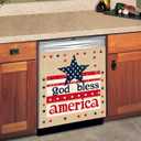 Dishwasher Magnet Cover 23" x 25.6", Independence Day Magnetic Door Wrap, Reusable Fridge Appliance Decor Sticker for Kitchen (Patriotic Star, Rustic Stripes, 23" W x 26" H)