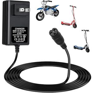 24V Electric Scooter Charger for Razor E300 E200 E150 E125 E100 MX350 Dirt Bike Pocket Mod Sports Mod Dirt Quad Motorcycle Razor Scooter Charger 3Prong Inline Female Electric Battery Power Cord