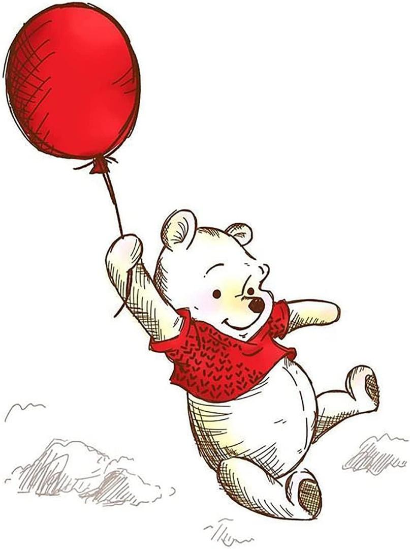 WHYCJXWL Diamond Art Kits for Adults and Kids, Full Drill Round Rhinestone Diamonds, Winnie Pooh Diamond Art (12X16 Inch)