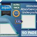 Inspire XXL  Super Absorbent Disposable Bed Pads for Chronic Incontinence Ultra Thick and Absorbent Bed Pads Disposable Adult | Pee Pads for Adults (36" X 36" Pack of 50)