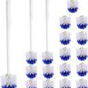 Willinglong 18 Pcs 18.5 Inch Toilet Bowl Cleaner Brush Bathroom Long Plastic Handled Cleaning Scrubber with Hook Hole Without Holder for Household Cleaning (Blue,White)