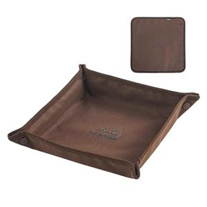 HUIJUBAO Portable Collapsible Canvas Storage Tray, 12x12 Inch, Multi-Functional Organizer for Home, Travel, Camping, Vanity, Kitchen, Outdoor Picnics (Brown)