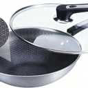 Non Stick Frying Pans,Hybrid 12 Inch Stainless Steel Frying Pan,Honeycomb Skillet with Lid,Non-Toxic Cooking Pan,Compatible with All Cooktops