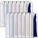 Amylove 20 Pcs 24 x 72 Inch Garment Bags Bulk Hanging Clothes Storage Covers for Closet Organization Dustproof Transparent Dress Suit Bag Set for Wedding Dresses Long Gowns Coats Seasonal Wardrobe (White Black)
