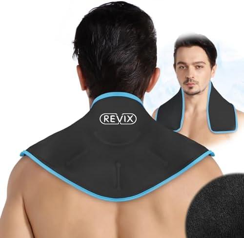 REVIX Neck Ice Wrap Ice Pack for Neck and Shoulders, Therapy for Promoting Flexibility and Mobility, Hot Cold Gel Packs Reusable for Post-Workout, Black