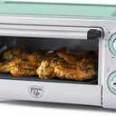 GreenLife Countertop Toaster Oven Air Fryer Stainless Steel, Healthy Ceramic Nonstick, PFAS Free, Tray & Basket, Bake, Broil, Reheat, Adjustable Temp & Time Control, Auto Shutoff, Turquoise
