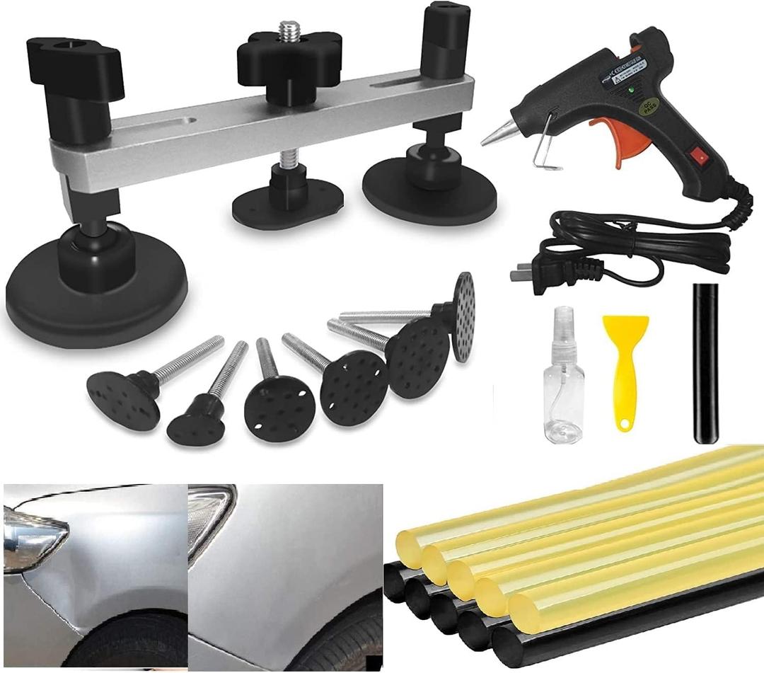 Auto Body Dent Puller Kit, Automotive Paintless Dent Repair Kit with Bridge Puller, Dent Puller Kit,Car Dent Removal Kit Powerfully Pops Car Dents and Other Metal Surface Dents (Dent Repair Kit)