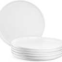 Jassceram 10.5 Inch White Dinner Plates Set of 6, Ceramic Round Plates for Kitchen or Restaurant, Salad Plates Modern Dish Set - Microwave, Oven and Dishwasher Safe, Scratch Resistant and Lead-free