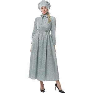 NSPSTT Prairie Dress Women Pioneer Dress Colonial Costume Women Amish Old Fashioned Floral Dresses (Green, XXL)