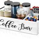 MINCORD Coffee Station Organizer Wooden Coffee Bar Holder Accessories for Countertop, Farmhouse Kcup Pod Storage Basket with Handle - Brown