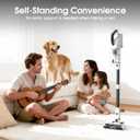 Cordless Vacuum Cleaner, 600W 50KPA 70Mins Runtime Fast Charging Vacuum Cleaner, Self-Standing LED Light Touch Screen Stick Vacuum for Home Light Weight,for Pet Hair/Carpet/Floor, White