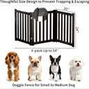 3-Panel Solid Wood Dog Gate - Freestanding Folding Pet Gate for Doorways, Stairs, Indoor, 24" Height, No Installation Needed, Black