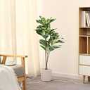 FLOWORLD Artificial Rubber Tree Plant 5ft Tall Faux Ficus Tree Potted Fake Tropical Plants Decorative House Plants Large Floor Artificial Trees for Home Office Store Room Decor