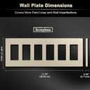 BESTTEN 2 Pack 6 Gang Champagne Gold Screwless Wall Plate, Signature Collection Decorator Outlet Cover Decor Switch Plate, Signature Collection Golden, H4.69 x W11.75