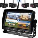 4-Camera Wireless RV Backup System, RV Backup 4 Camera Wireless with 7'' HD Monitor System for RV Truck Trailer Camper, 4-Split Screen, 984FT Signal Range, BSD Alert, IP69K Waterproof IR Night Vision