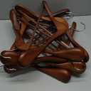TOPIA HANGER Wide Shoulder Wooden Hangers, Suit Hangers with Non Slip Pants Bar & 360 Swivel Hook, Solid Wood Heavy Duty Coat Hanger, 10 Pack (Walnut)-CT02WA-10