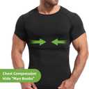 Lgtfy 4D Mens Compression Shirt Short Sleeve, Gynecomastia Tummy Control Back Support Undershirt, Slimming Vest (Black, L)