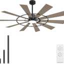 WINGBO 72" Windmill Ceiling Fan with Lights, 3 Downrod, 6-Speed Reversible DC Motor, 3CCT, 10 Blade Indoor Farmhouse DC Ceiling Fans for Kitchen Bedroom Living Room Patio, Matte Black and Grey