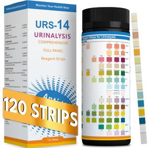 14-URS Reagent Test Strips [120 ct] for Urinalysis and Detection of UTI, LEK, Pro, Ket and More, Comprehensive Test - for Men & Women at Home Use with Reliable Results in 60 sec.